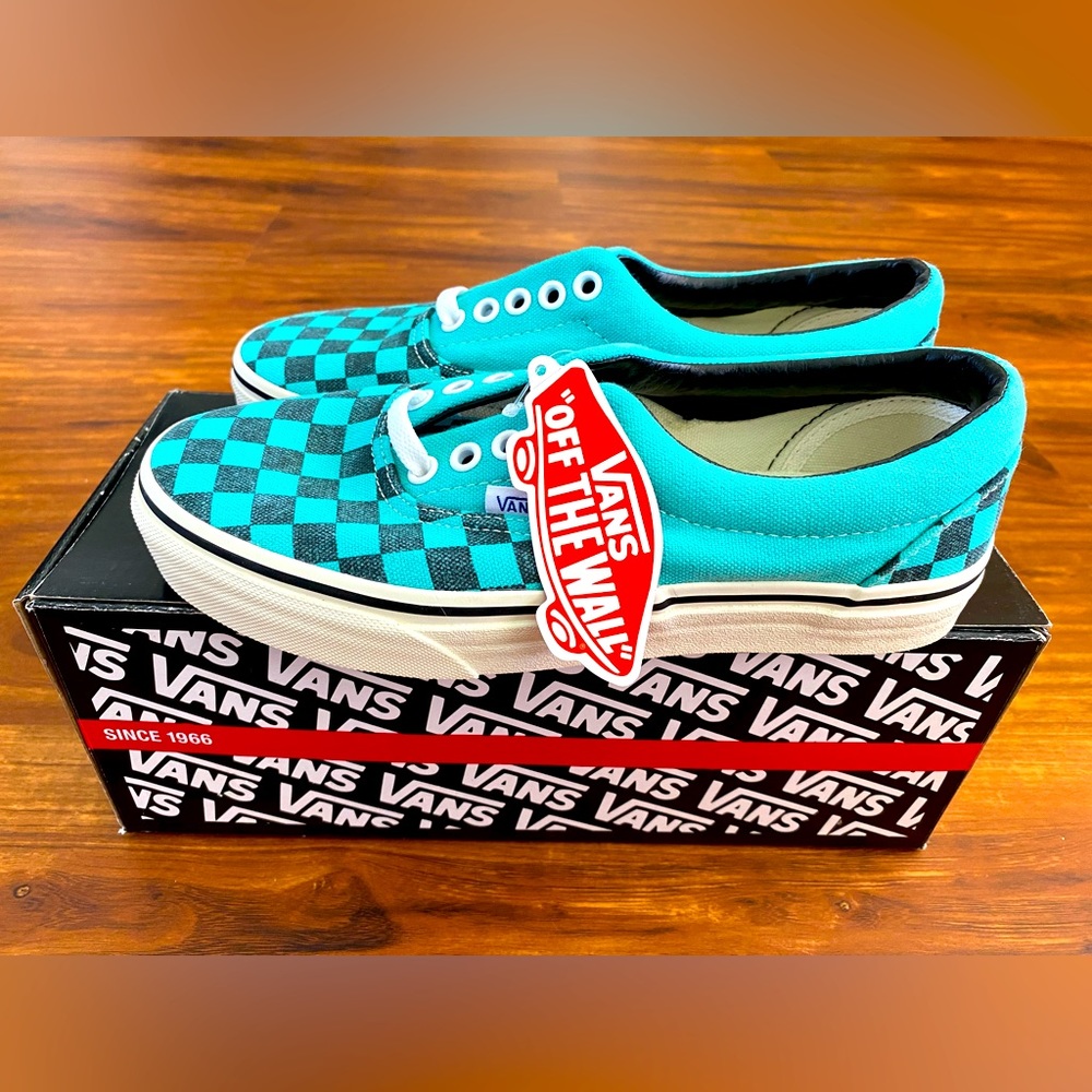 Vans Era Checkered Aqua Blue - Men’s 6.5/Women’s 8